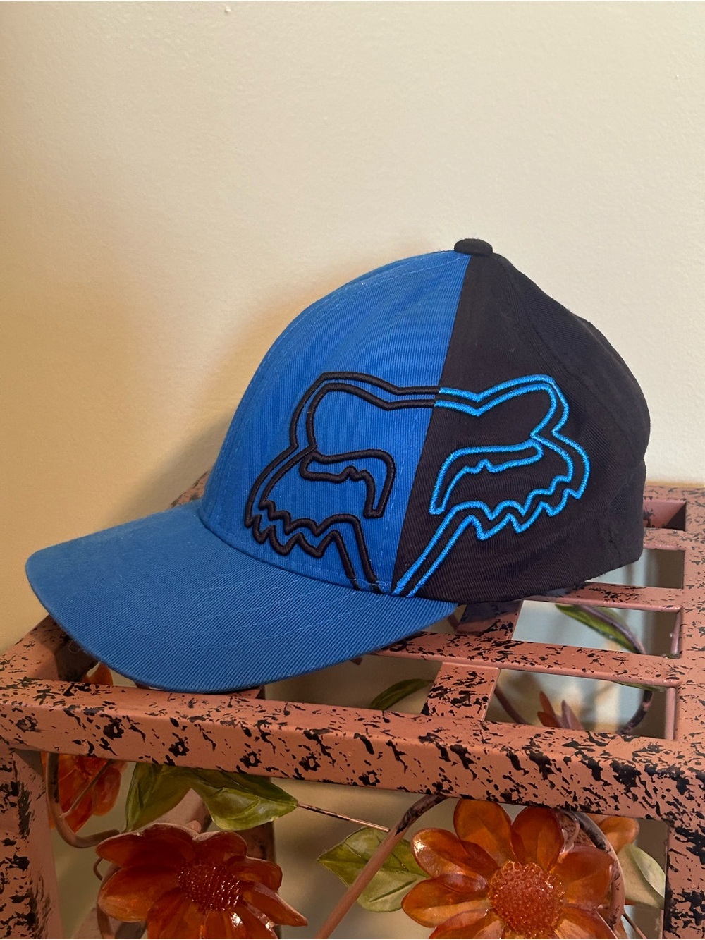 Fox Racing Flex 45 Flexfit Hat Youth OSFM Two Tone Blue Black Embroidered Cap
